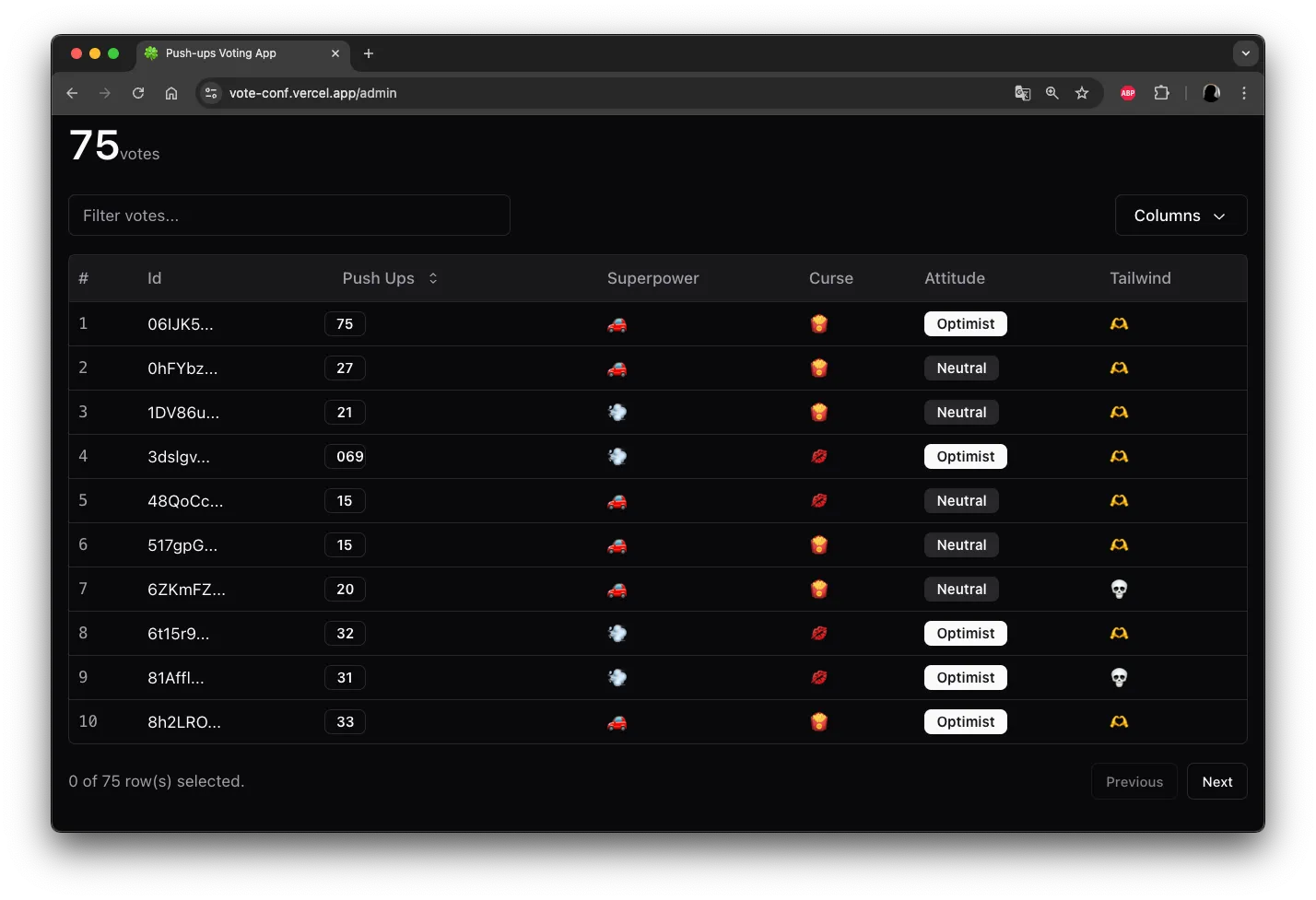 Poll de ejemplo usando Vibe Coding